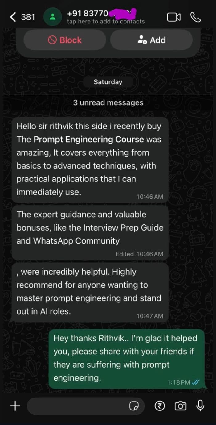 Student feedback on WhatsApp 3